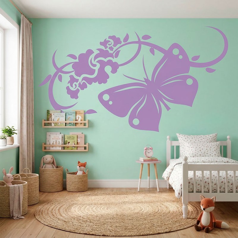 Butterfly Floral Vine Wall Decal 16