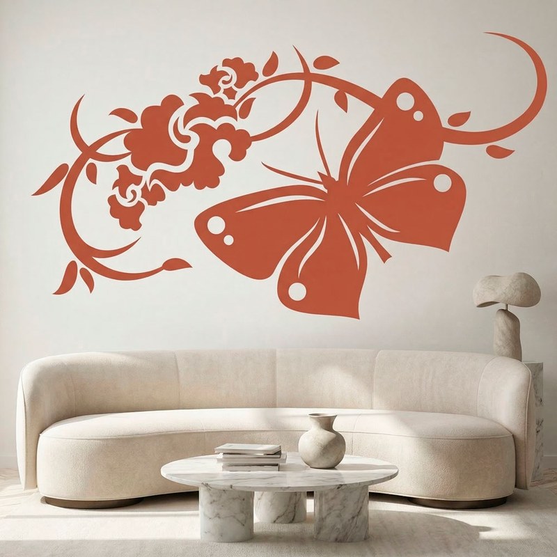 Butterfly Floral Vine Wall Decal 17