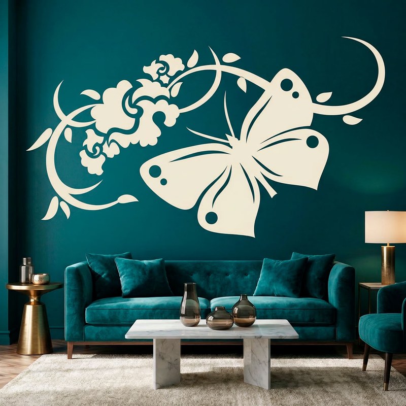Butterfly Floral Vine Wall Decal 3