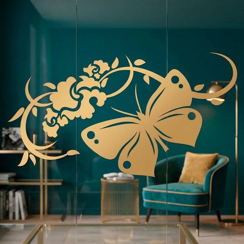 Butterfly Floral Vine Wall Decal 5