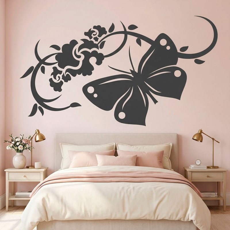 Butterfly Floral Vine Wall Decal 7