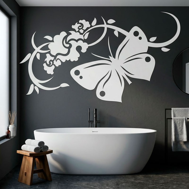 Butterfly Floral Vine Wall Decal 8