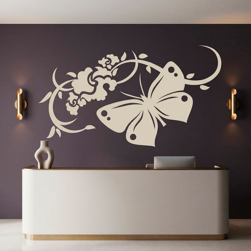 Butterfly Floral Vine Wall Decal 9