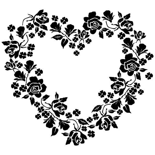 Wall Stickers: Floral Heart Wreath