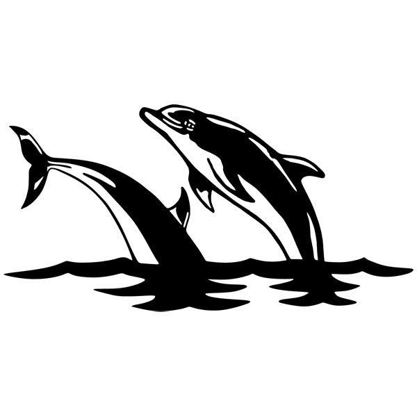 Wall Stickers: Couple of dolphins jump in the sea