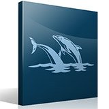 Wall Stickers: Couple of dolphins jump in the sea 3