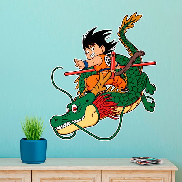 Stickers for Kids: Dragon Ball Son Goku with the Shen Long Dragon