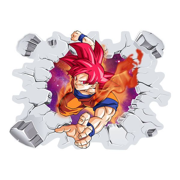  Vinilo decorativo Agujero Dragon Ball Son Goku Dios Nivel