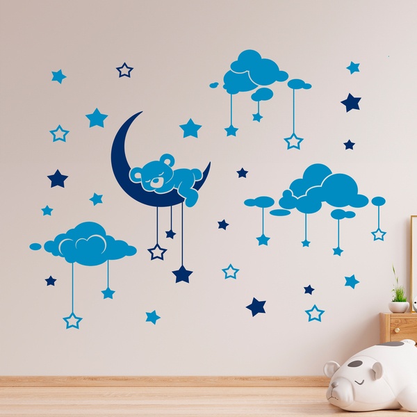 Stickers for Kids: Sleeping bear and starry sky