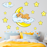 Stickers for Kids: Bear in the clouds and moon yellow 4