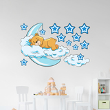 Stickers for Kids: Teddy bear in the clouds and moon blue 4