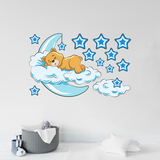 Stickers for Kids: Teddy bear in the clouds and moon blue 5