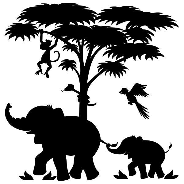 Stickers for Kids: Family of elephants in Africa