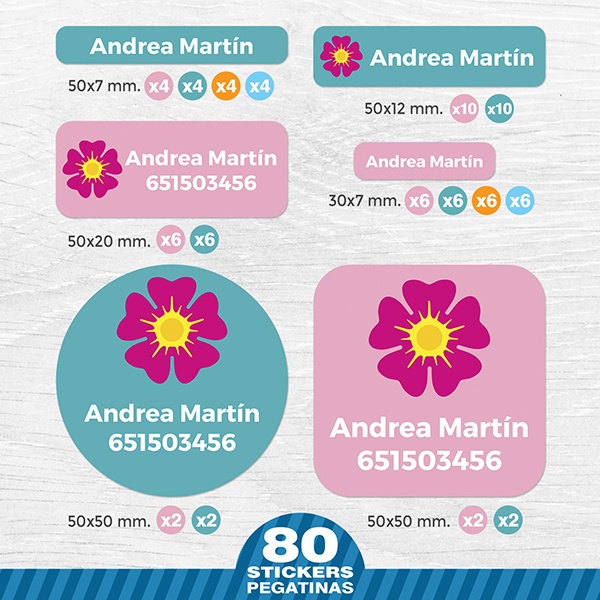 Car & Motorbike Stickers: Kit Labels Pink Flower