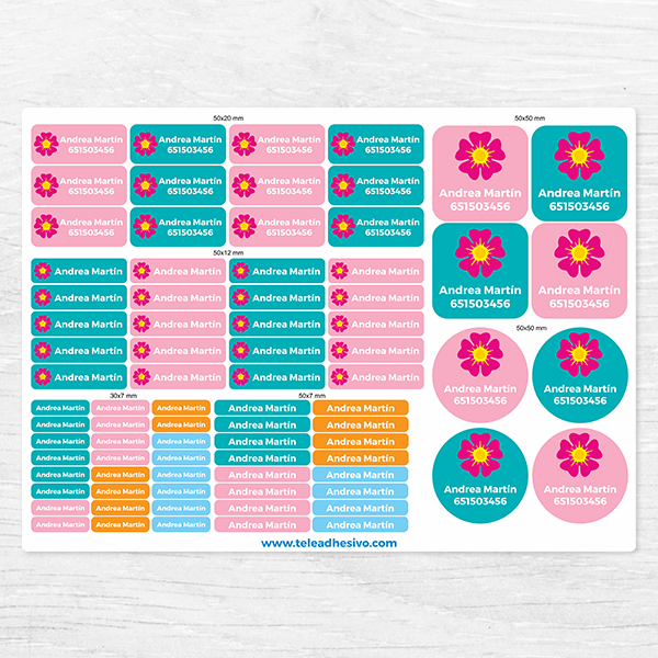 Car & Motorbike Stickers: Kit Labels Pink Flower