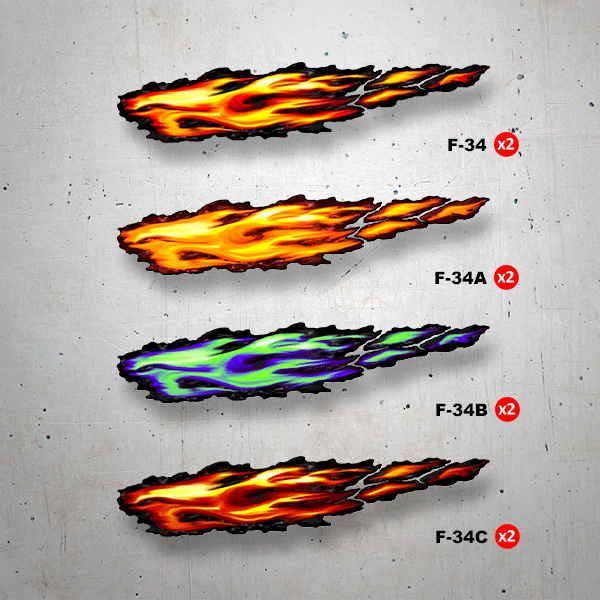 Car & Motorbike Stickers: Orange and Red Flames with Black Edges
