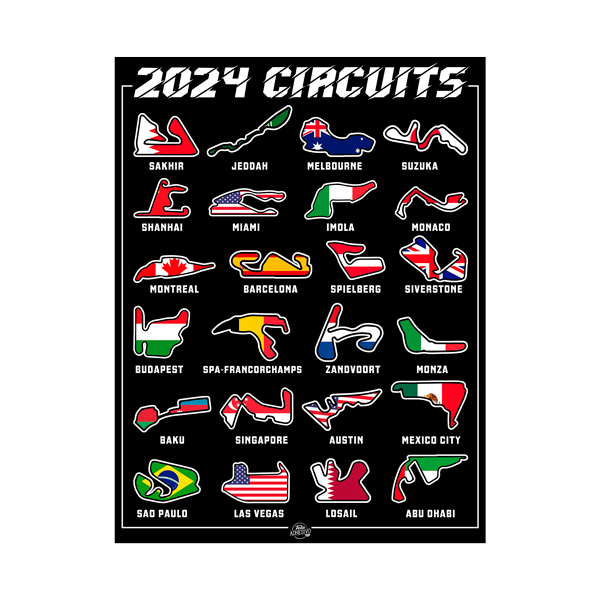 Wall Stickers: Vinyl sticker poster F1 2024 III circuits