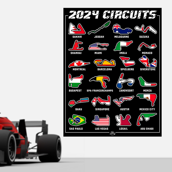 Wall Stickers: Vinyl sticker poster F1 2024 III circuits