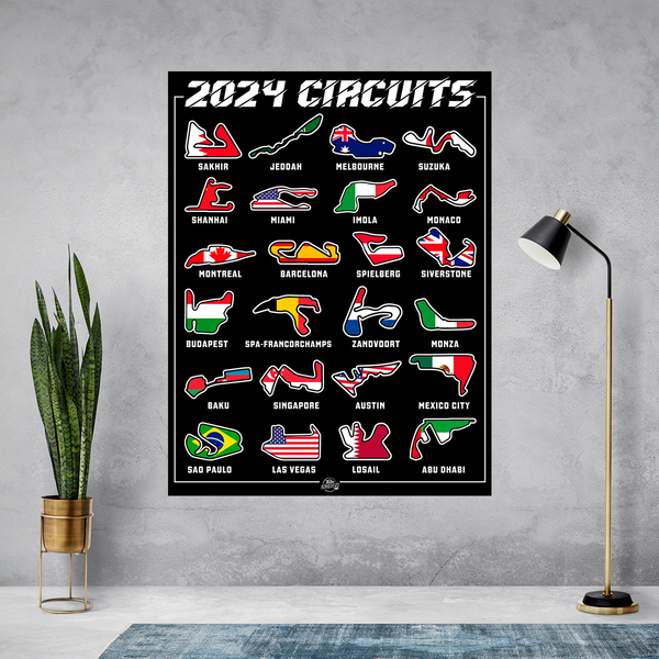 Wall Stickers: Vinyl sticker poster F1 2024 III circuits
