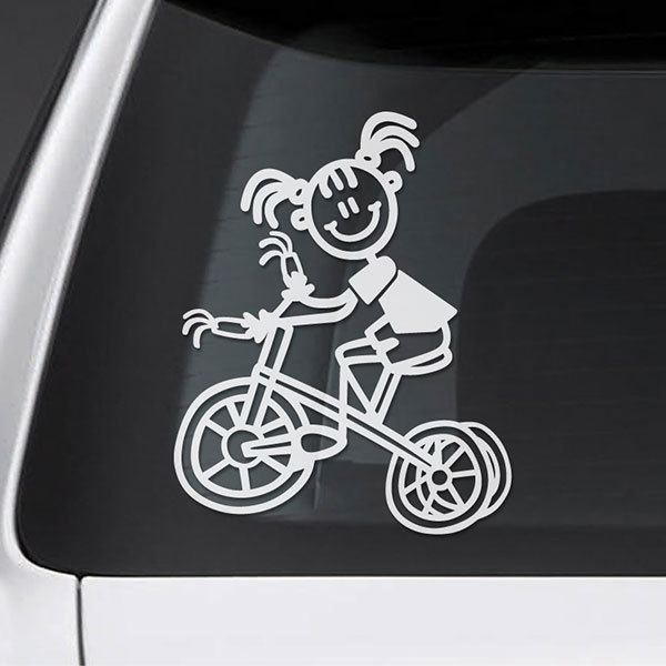 Car & Motorbike Stickers: Little girl on tricycle 0