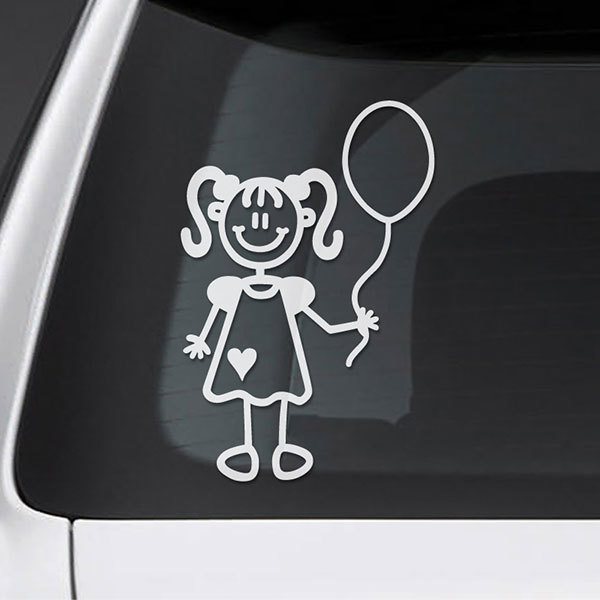 Car & Motorbike Stickers: Little girl with balloon 0