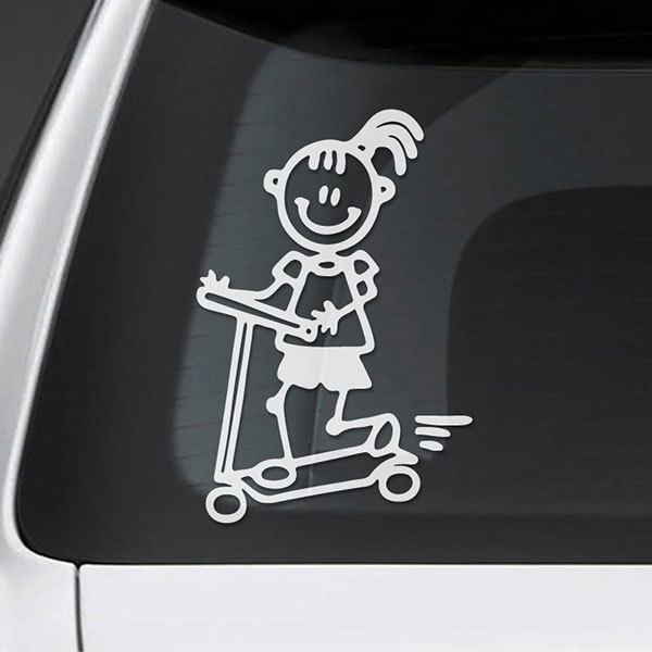 Car & Motorbike Stickers: Little girl on scooter