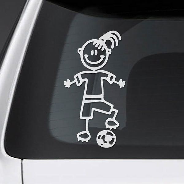 Car & Motorbike Stickers: Little girl playing football