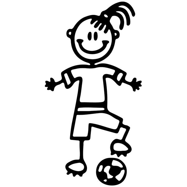 Car & Motorbike Stickers: Little girl playing football