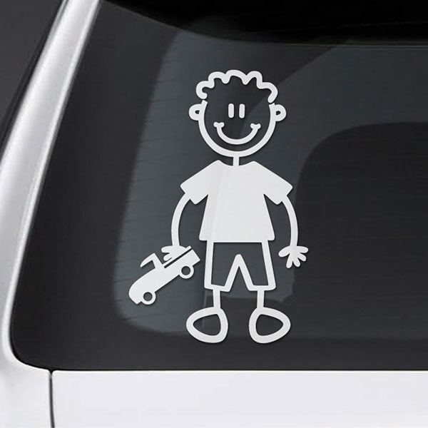 Car & Motorbike Stickers: Child with toy car