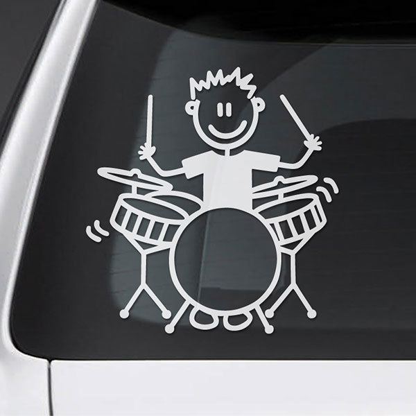 Car & Motorbike Stickers: Boy playing drums