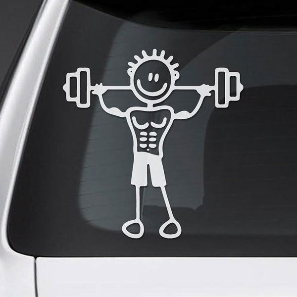 Car & Motorbike Stickers: Dad lifting weights