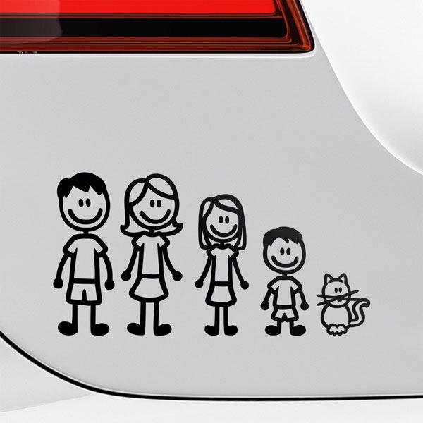 Car & Motorbike Stickers: Set 14X Sticker Happy Family