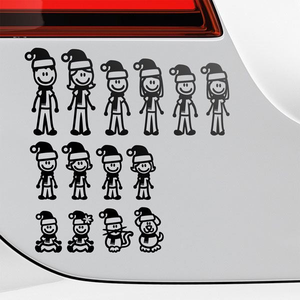 Car & Motorbike Stickers: Set 14X Sticker Family at Christmas