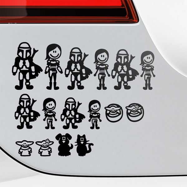 Car & Motorbike Stickers: Set 16X Sticker Mandalorian Family