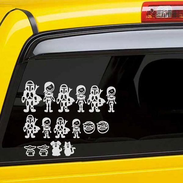 Car & Motorbike Stickers: Set 16X Sticker Mandalorian Family