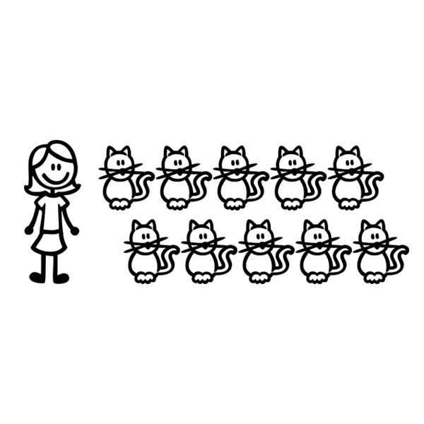 Car & Motorbike Stickers: Set 11X Woman and Cats