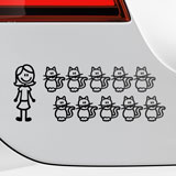 Car & Motorbike Stickers: Set 11X Woman and Cats 3