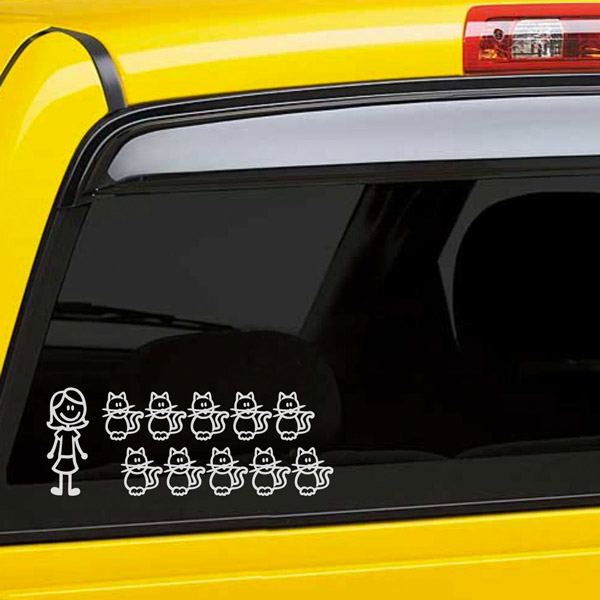 Car & Motorbike Stickers: Set 11X Woman and Cats