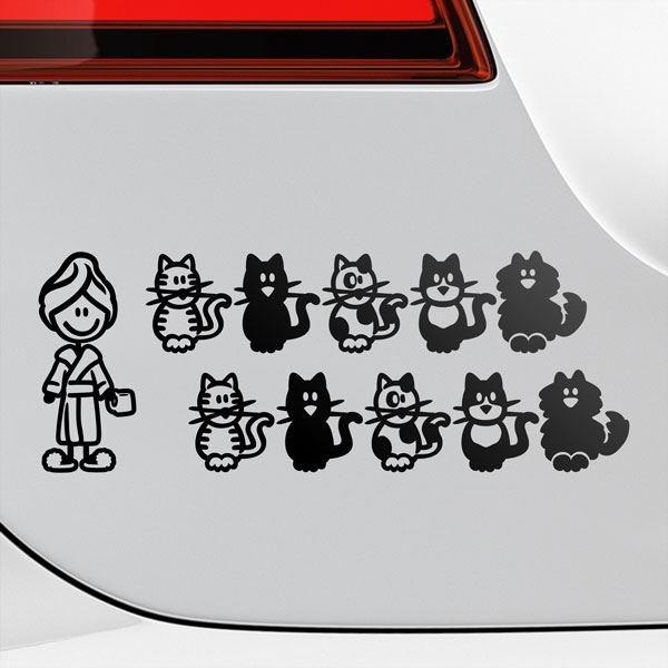 Car & Motorbike Stickers: Set 11X Woman with Pets