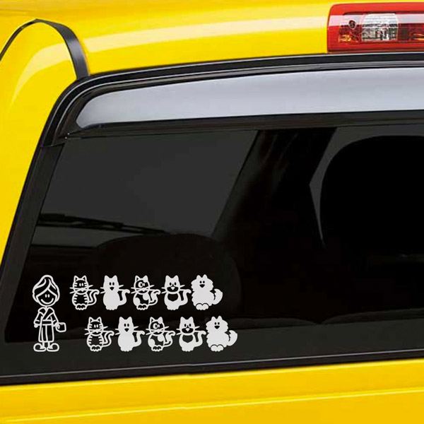 Car & Motorbike Stickers: Set 11X Woman with Pets