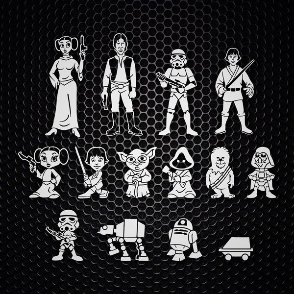 Car & Motorbike Stickers: Set 14X Star Wars Characters 0