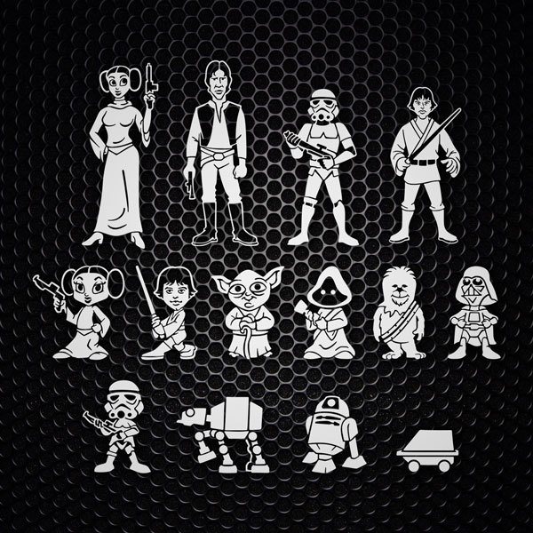 Car & Motorbike Stickers: Set 14X Star Wars Characters