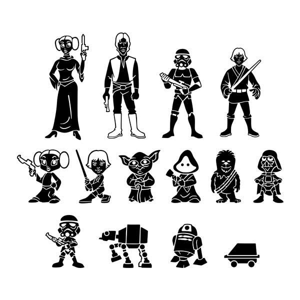 Car & Motorbike Stickers: Set 14X Star Wars Characters