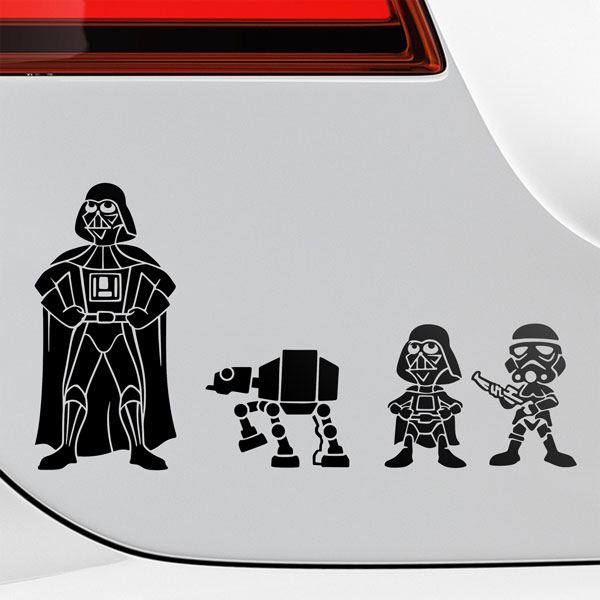 Car & Motorbike Stickers: Set 4X Darth Vader Family