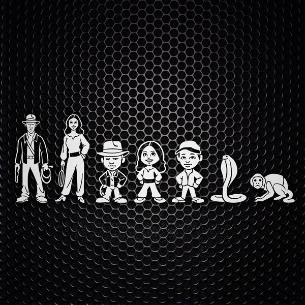 Car & Motorbike Stickers: Set 7X Indiana Jones Family