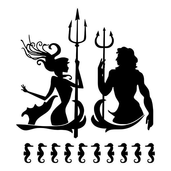 Car & Motorbike Stickers: Set 12X Sea Gods