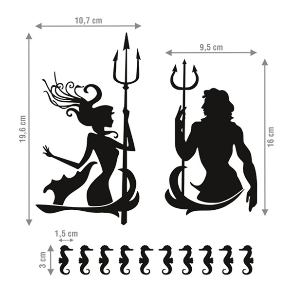 Car & Motorbike Stickers: Set 12X Sea Gods