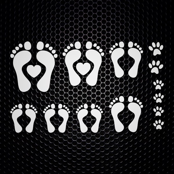 Car & Motorbike Stickers: Set 13 X Footprints Family