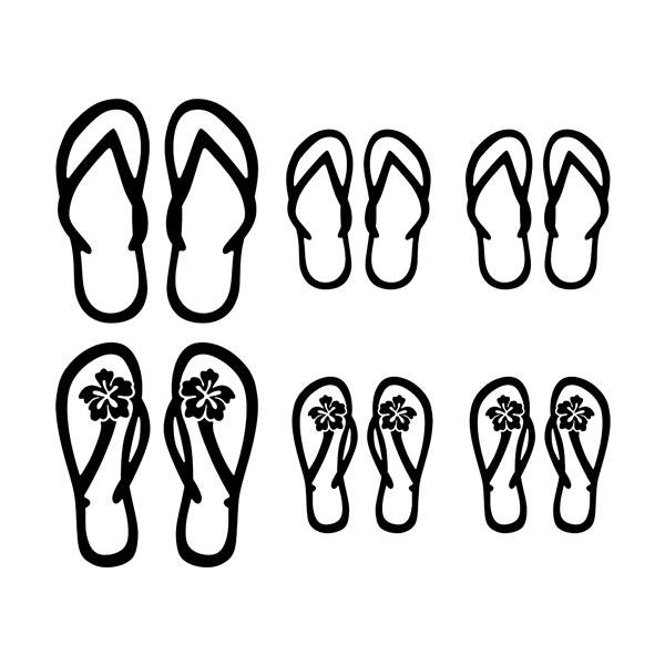 Car & Motorbike Stickers: Set 12X Flip Flops Surfer