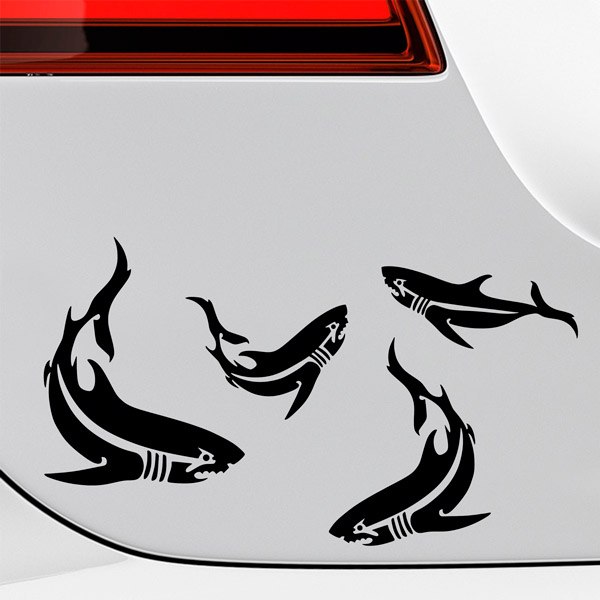 Car & Motorbike Stickers: Set 6X Sharks